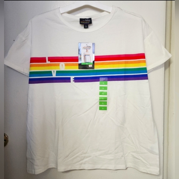 LGBTQ Feeling Proud White Rainbow Womens Pride T- Shirt, Pride Month - Picture 1 of 5